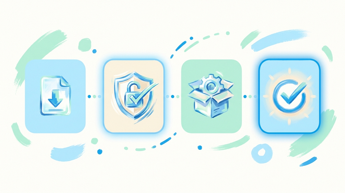 Установка Happ на Android — 4 шага: скачивание APK с надёжного источника, разрешение «Установка из неизвестных источников», запуск установщика, согласие на VPN-конфигурацию — painterly иконки в брендовой палитре