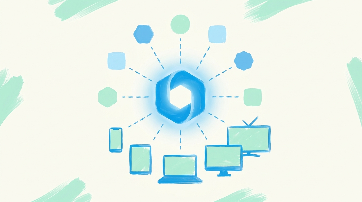 Karing — кроссплатформенный VPN-клиент на движке sing-box: поддержка протоколов VLESS, Trojan, Hysteria, WireGuard и форматов Clash на iPhone, Android, Windows, Mac и Apple TV, painterly editorial иллюстрация без текста