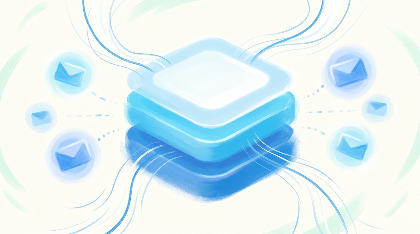 Xray-core VPN-движок 2026 — abstract painterly иллюстрация центрального протокольного ядра с VLESS Reality Vision-связкой, без текста на обложке
